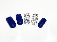 ネイビーをベースにした辛口ツイード柄【365日ネイル】 |