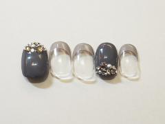 ブラックパール×グレーフレンチで大人クールに【365日ネイル】 |