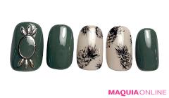 モスグリーンでダークに攻める、大人「パイナップル」ネイル | マキアオンライン（MAQUIA