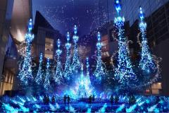 カレッタ汐留、2018年は『アナ雪』『ラプンツェル』イルミ！青の世界で繰り広げるプリンセ