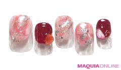 丸くてかわいいバルーンフレンチの「ミックスヤーン」ネイル |