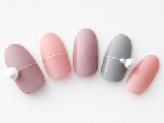 【365日ネイル】夜桜を楽しむなら…スモーキーカラーをミックスして落ち着きのあるピンク