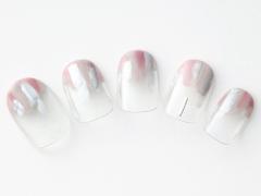 【365日ネイル】ささっと手軽なペイント風♪大人顔ピンクのクールネイル |