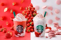 スタバ「ストロベリーベリーマッチフラペチーノ」人気フラペが紅白“ふたご”で復活 - ビ