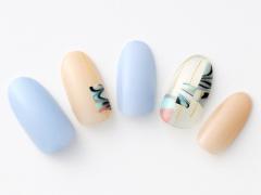 【365日ネイル】こいのぼりが泳ぐ空をイメージ…水色×ベージュの爽やかネイル |