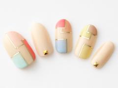 【365日ネイル】パステルカラー×ブロックアートの柔らかポップネイルで6月をスタート！