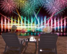 大阪で「泉州光と音の夢花火」打ち上げ花火・音楽・噴水ショーがシンクロ