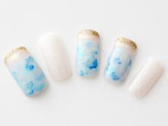 【365日ネイル】海にぴったり♪ブルーマーブル×ラメの爽やか夏ネイル |