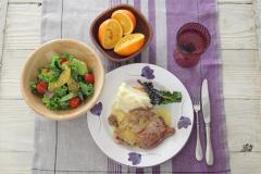 ポークソテーとマッシュポテトのビタミンオレンジシャワー|＠ビューティーガール