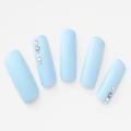 【365日ネイル】ラインストーンですっきり感UP！冬晴れをイメージしたペールブルーネイル